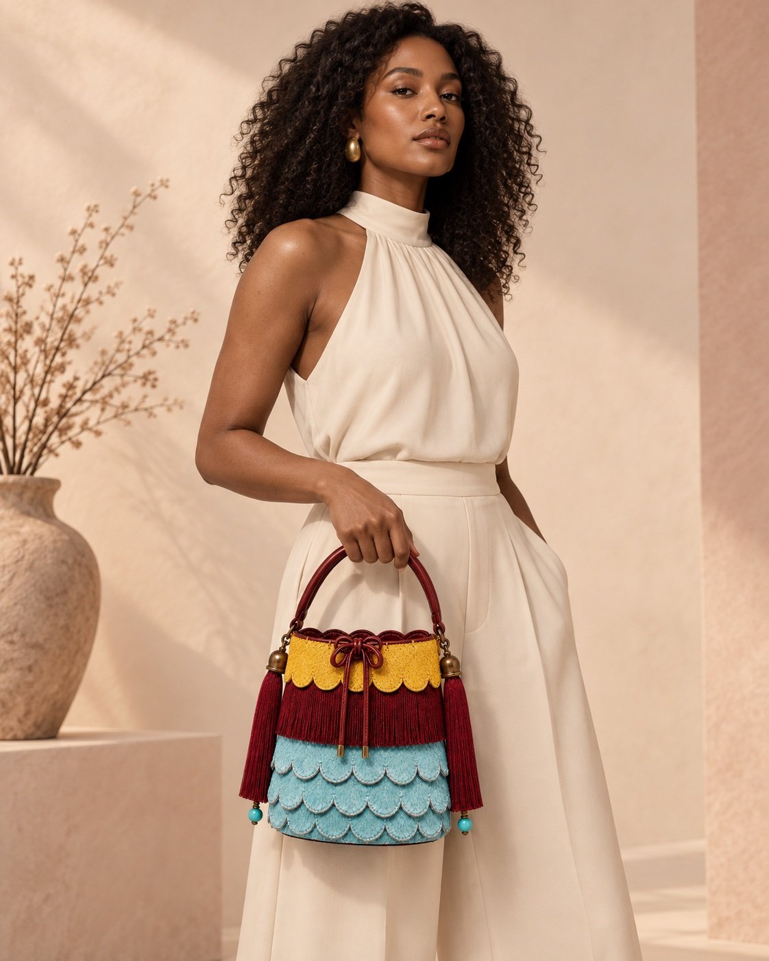 Woman posing with the Fêlê bag